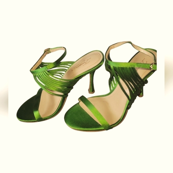 Imagine Vince Camuto Raim Satin  Ankle Strap Green Women's Sandals Sz 7 1/2M/38 - Picture 3 of 10
